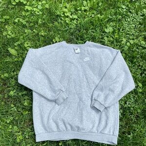 Warm grey Nike embroidered swoosh crew neck